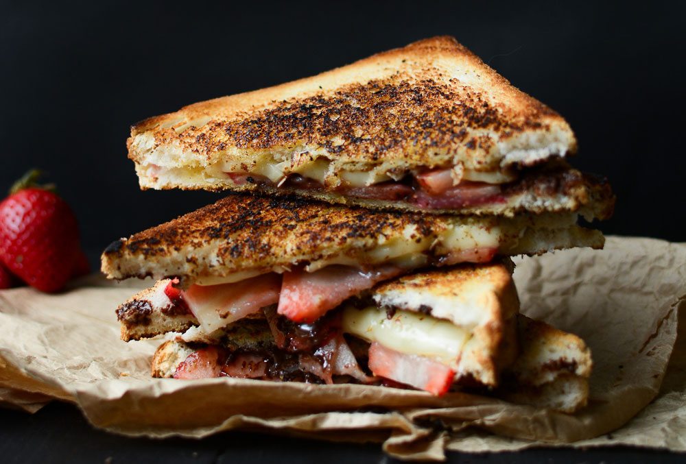 Panini with Dark Chocolate, Strawberries & Cheese